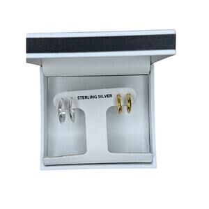 R.H. Macy & Co Sterling Silver Hoop Earrings Set Two-Tone NWT